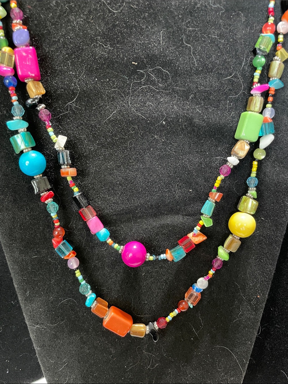 Multi-Color Beaded Layered Necklace